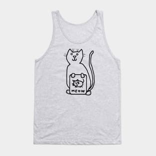 Cute Animals Cat Self Portrait Outline Tank Top